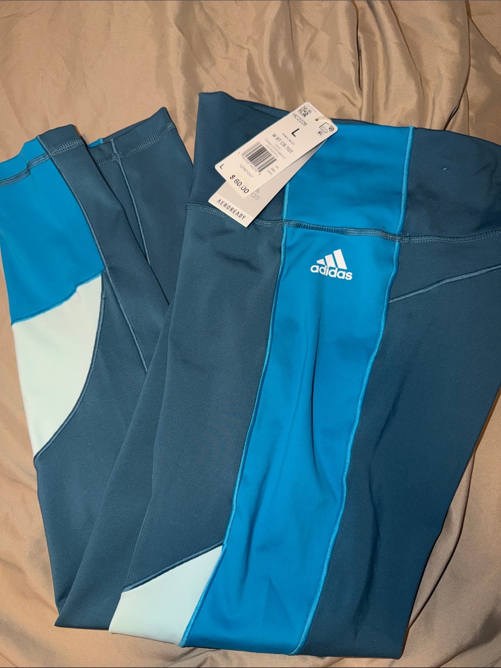 Adidas Aerorrady Teal and Light Blue Panel Athletic training tights